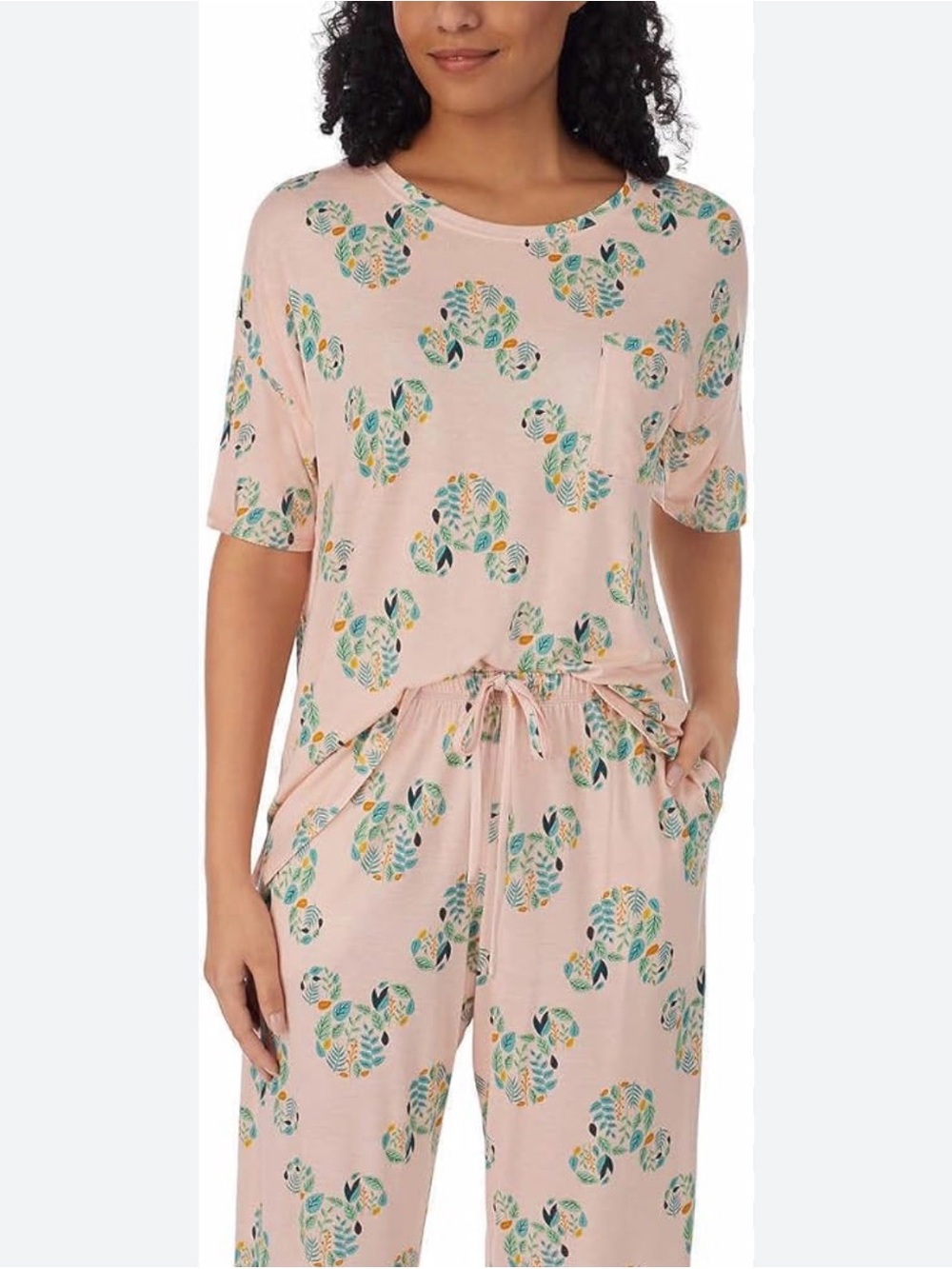 Disney 2 Piece Capri Pajama Set Mickey Mouse Pink Size M ( would fit L) - Picture 2 of 14